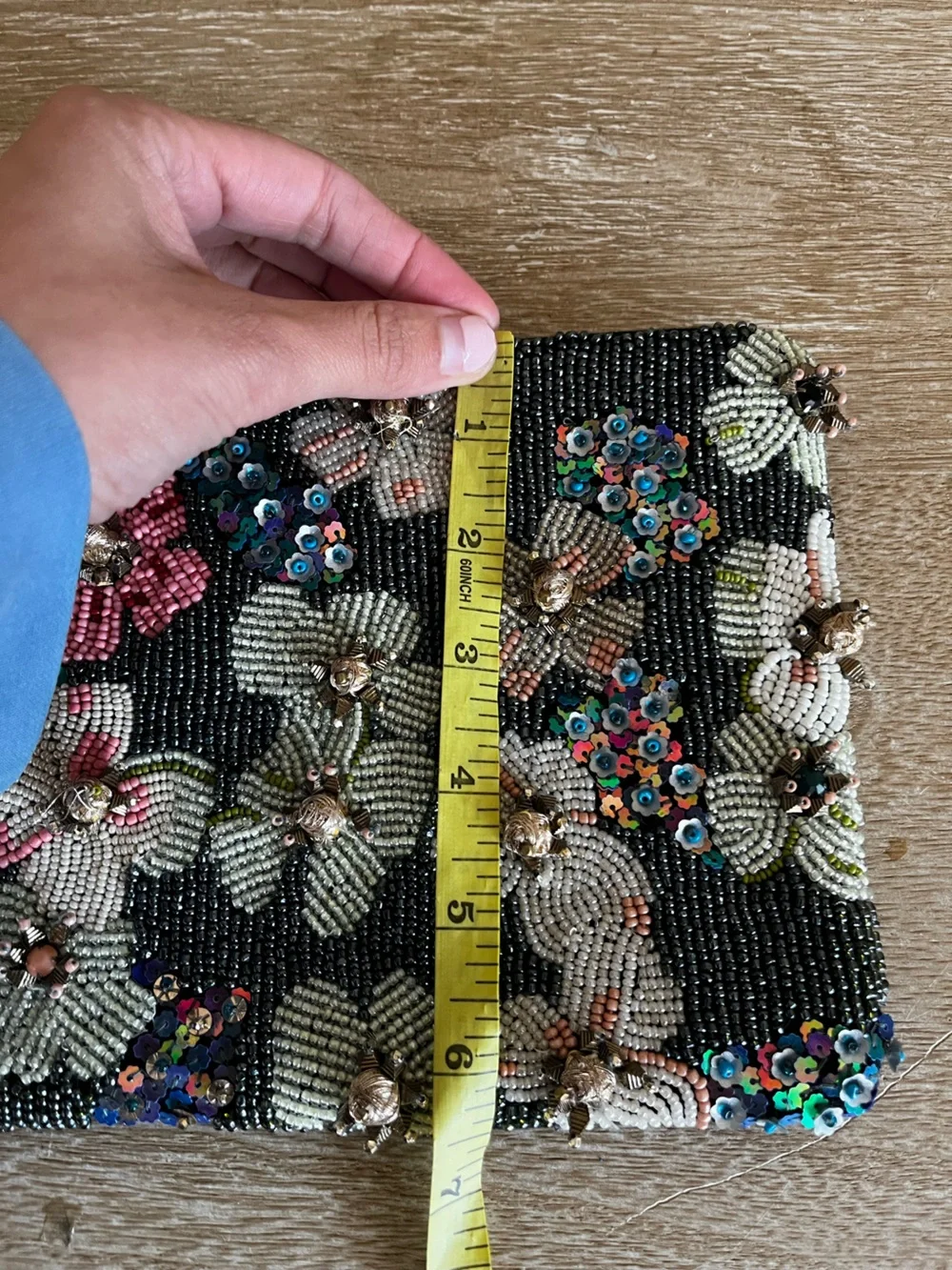 Anthropologie Beaded Pastel Floral Clutch